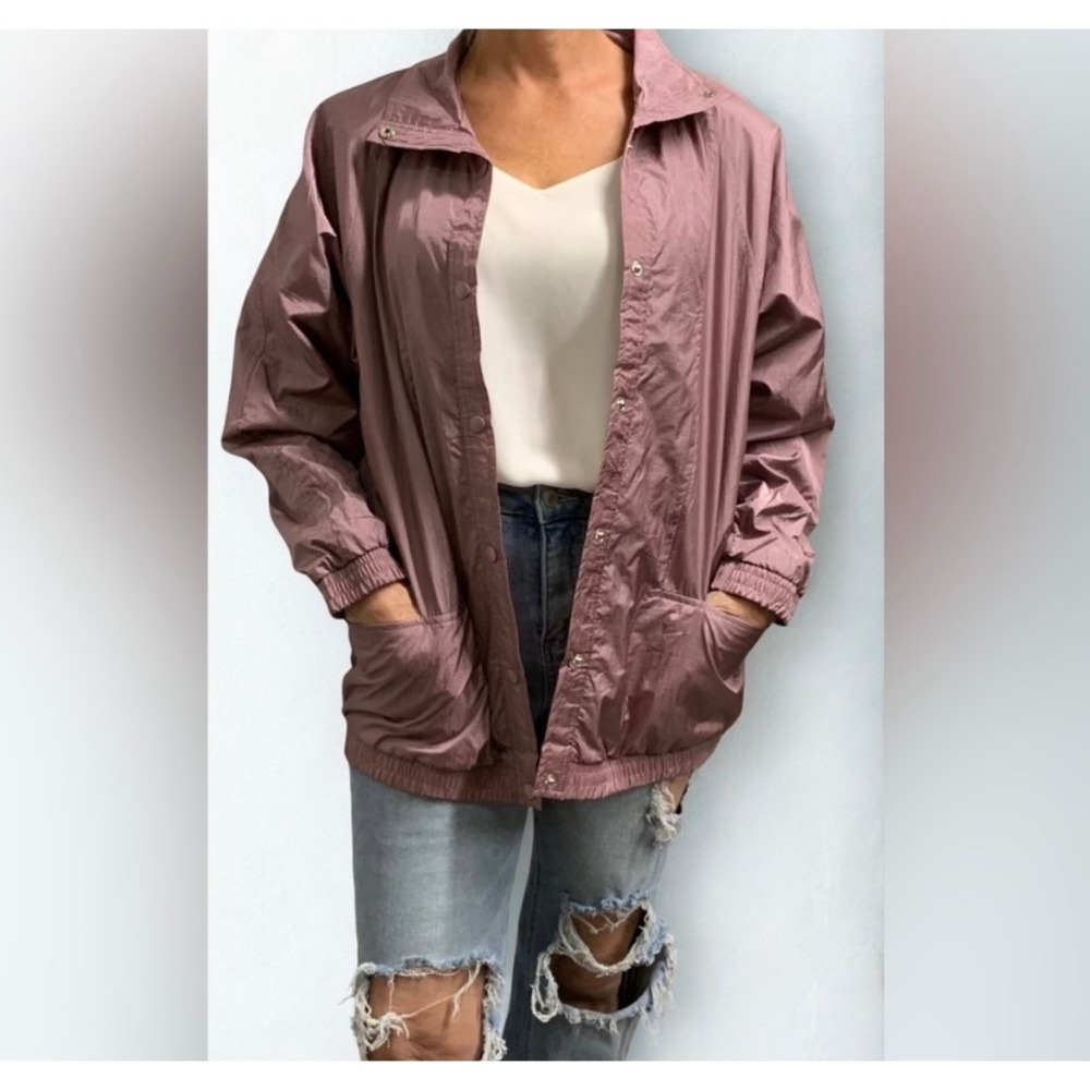 Haband Mauve Pink Windbreaker Jacket Vintage Retro 90s Y2K Sporty Casual M